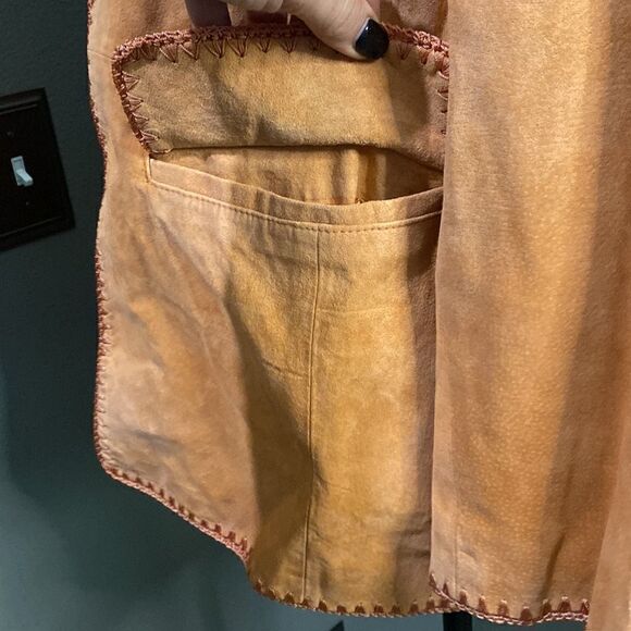 Vintage Jerry Lewis Classic Luxuries Orange Peach Suede Jacket - Picture 8 of 12